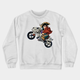 Empire on Wheels: Napoleon Bonaparte on a Motorcycle Crewneck Sweatshirt